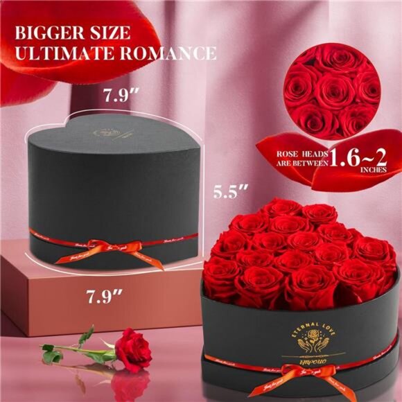 Other | 16 Preserved Flower Fresh Forever Roses In Heart Shape Box ...